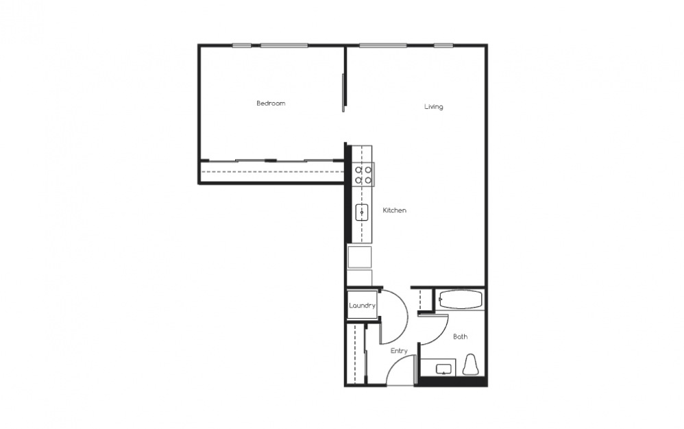 1 Bedroom G - 1 bedroom floorplan layout with 1 bath and 814 square feet.